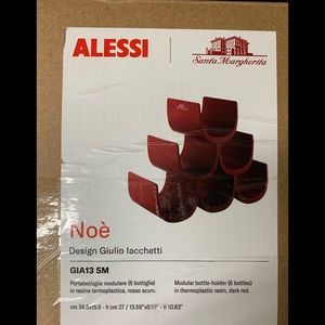 Brand new in box Alessi Noe modular bottle holder for 6 bottles, Red/wine color